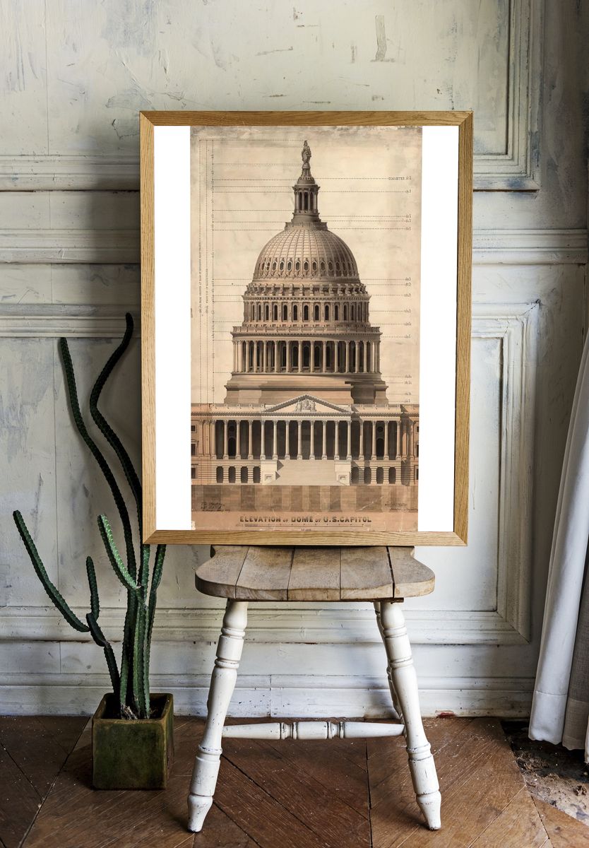 U.S. Capitol Dome Elevation Print. — room view 1