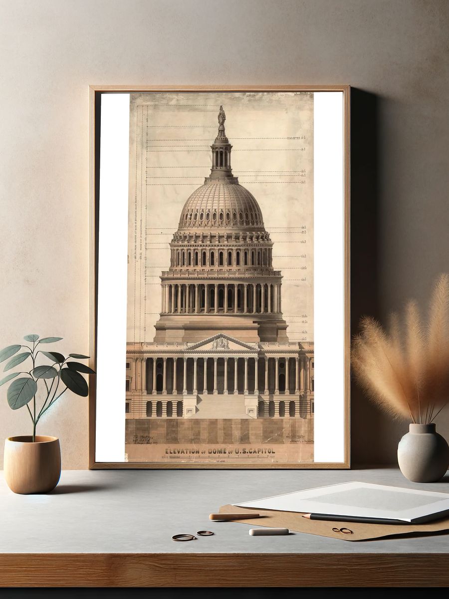 U.S. Capitol Dome Elevation Print. — room view 2