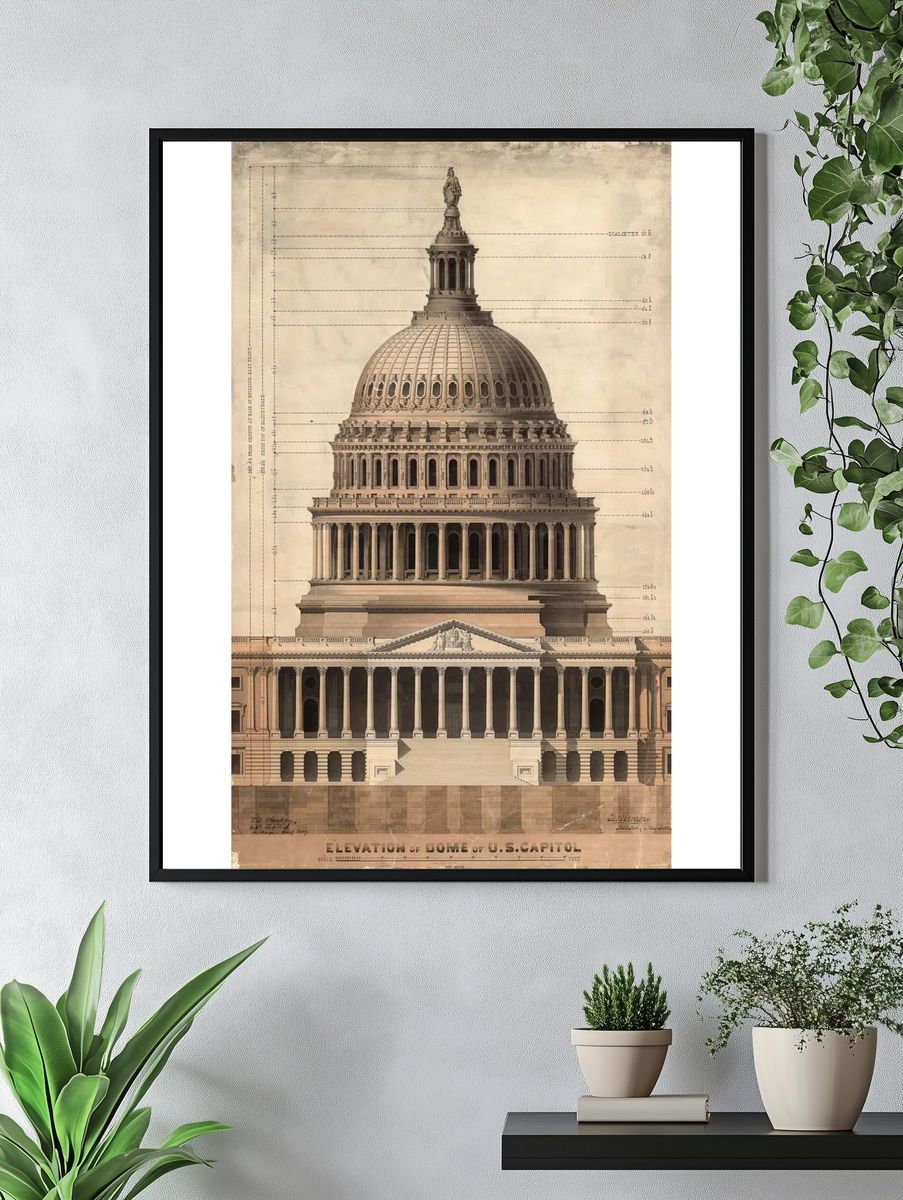 U.S. Capitol Dome Elevation Print. — room view 4