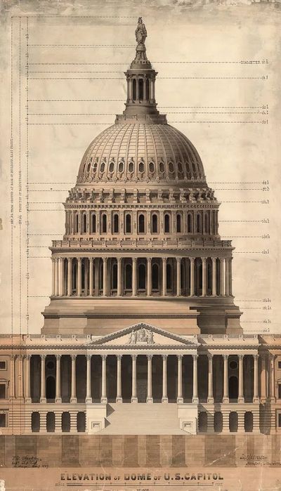 U.S. Capitol Dome Elevation Print.