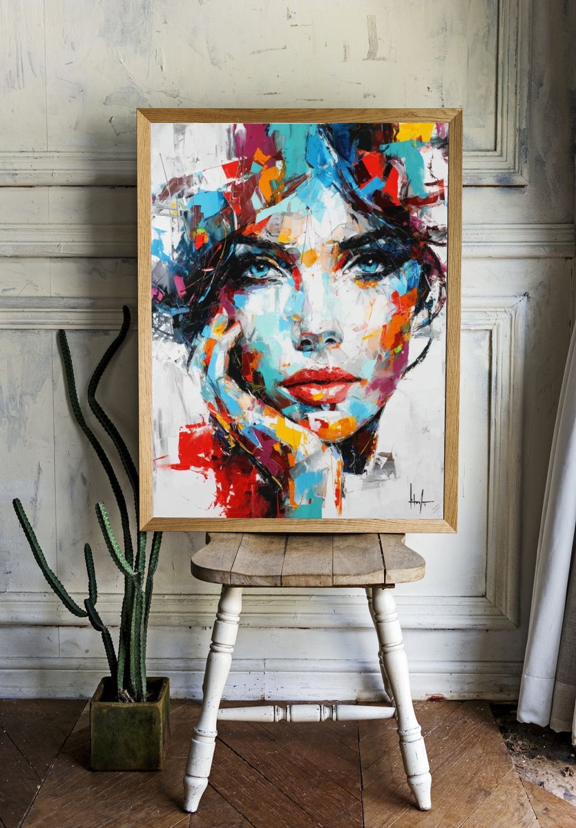 Colorful Abstract Portrait Poster. — room view 1