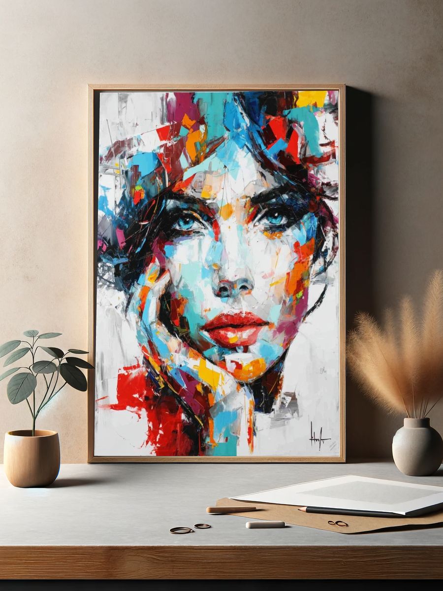Colorful Abstract Portrait Poster. — room view 2