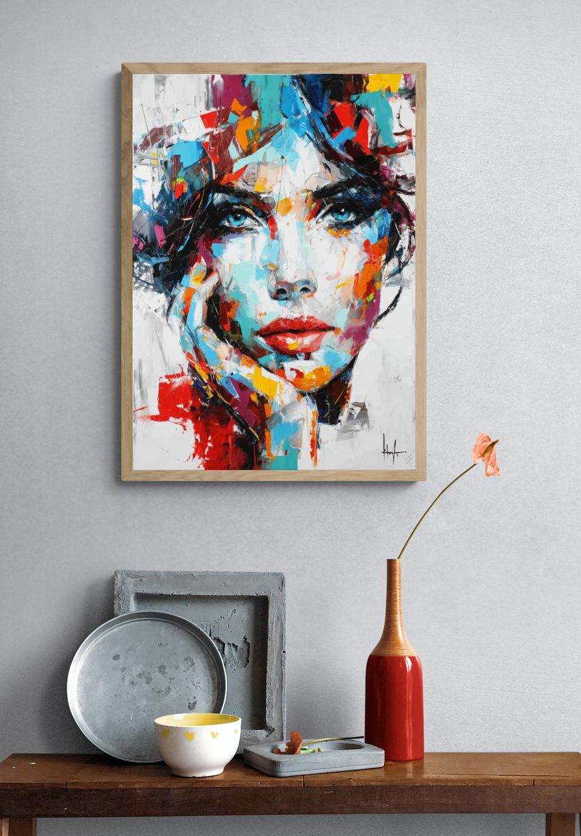 Colorful Abstract Portrait Poster. — room view 3