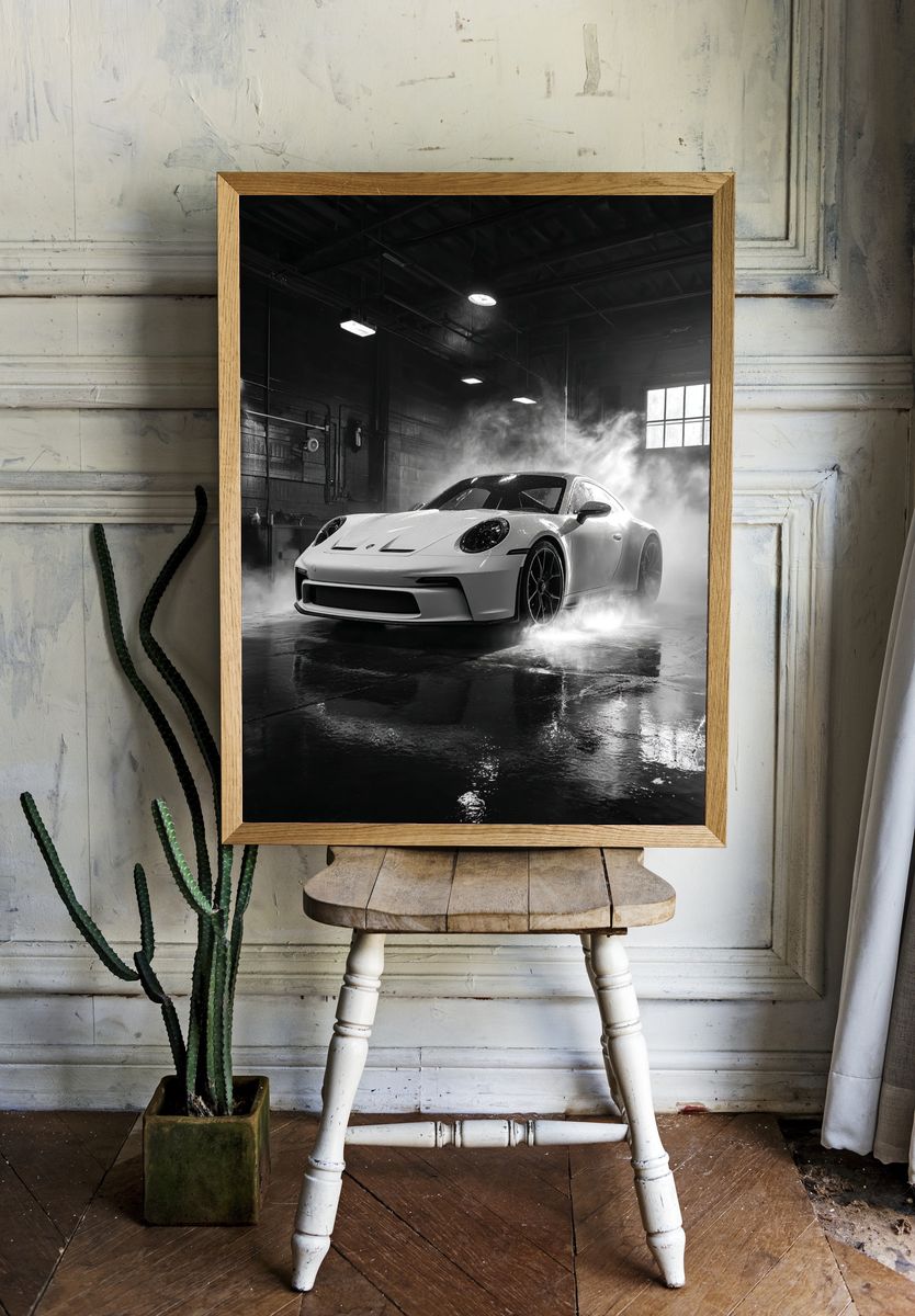 Porsche 911 in Smoke — Photography Print. — room view 1