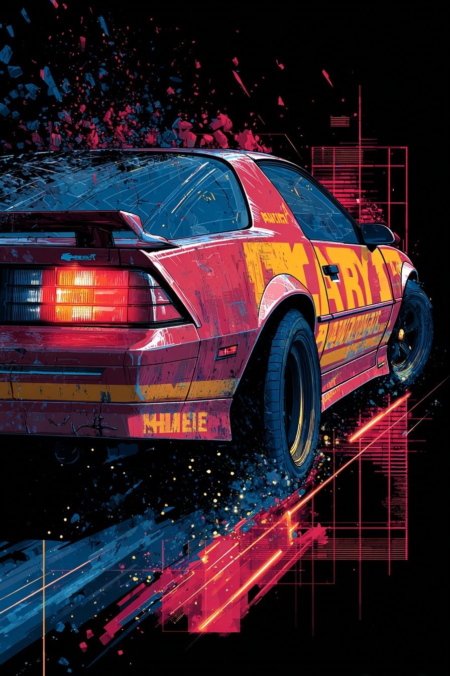 Retro Sports Car — Digital Art Print. poster detail