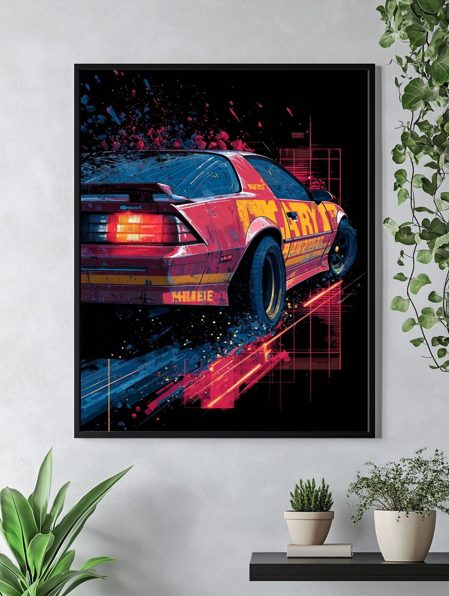 Retro Sports Car — Digital Art Print. — room view 4