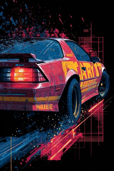 Retro Sports Car — Digital Art Print. poster