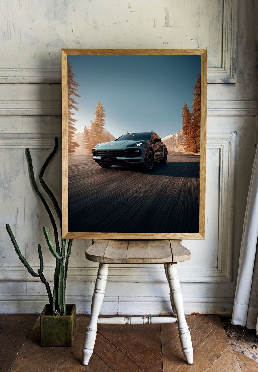 Porsche Cayenne in Motion — Automotive Print. — room view 1