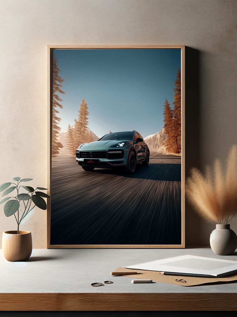 Porsche Cayenne in Motion — Automotive Print. — room view 2