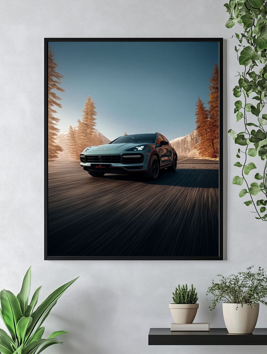 Porsche Cayenne in Motion — Automotive Print. — room view 4