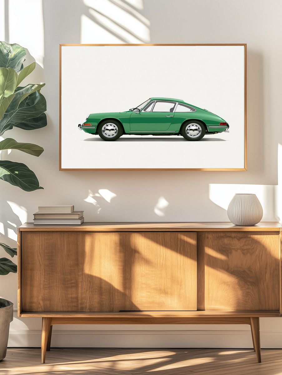 Green Classic Sports Car Photography Poster. — room view 3