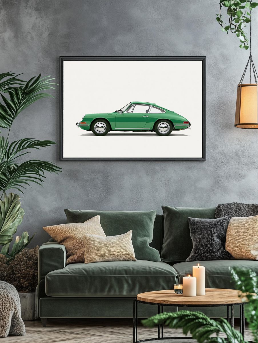 Green Classic Sports Car Photography Poster. — room view 4
