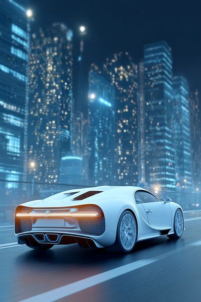 Luxury Sports Car Night Cityscape Poster. poster print