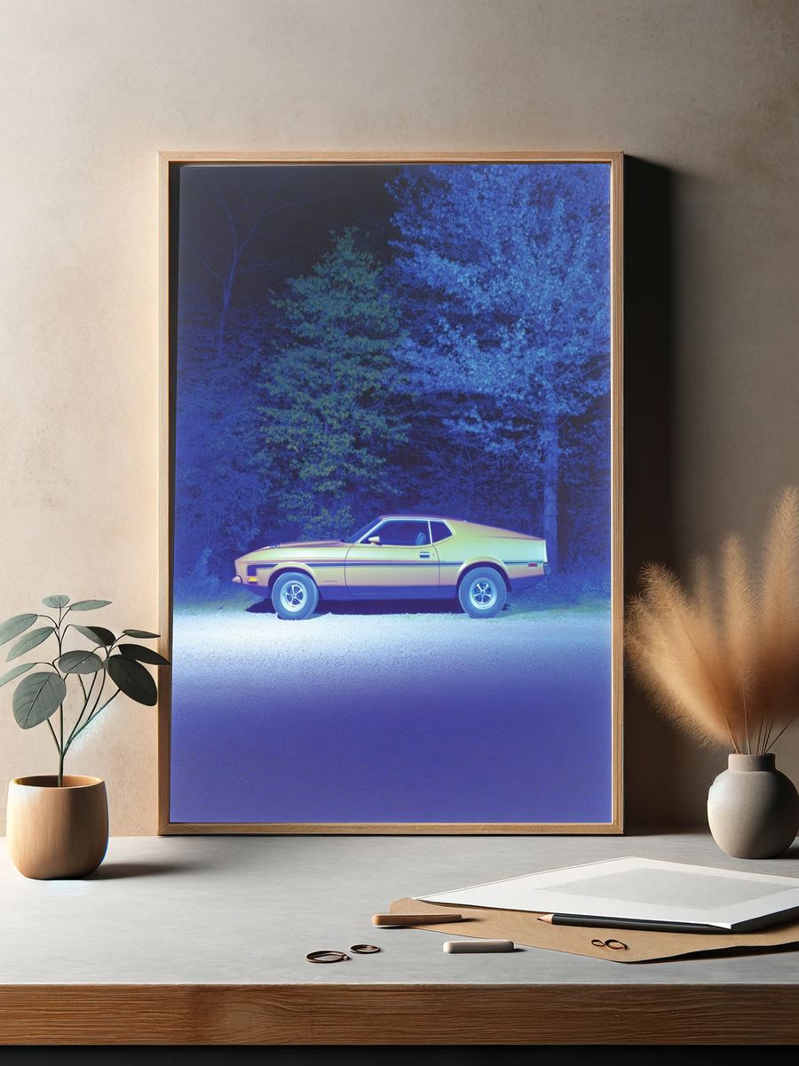 Classic Car at Night — Photography Print. — room view 2