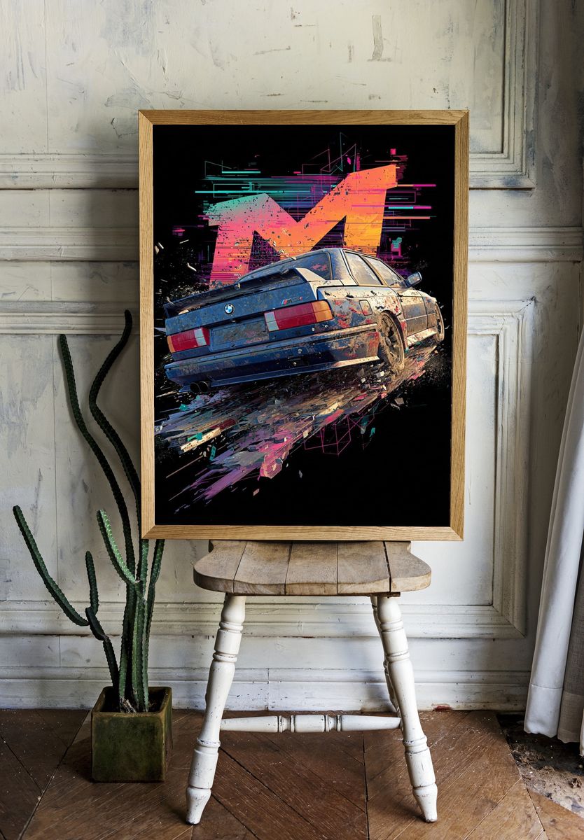 BMW M3 — Retro Gaming Print. — room view 1