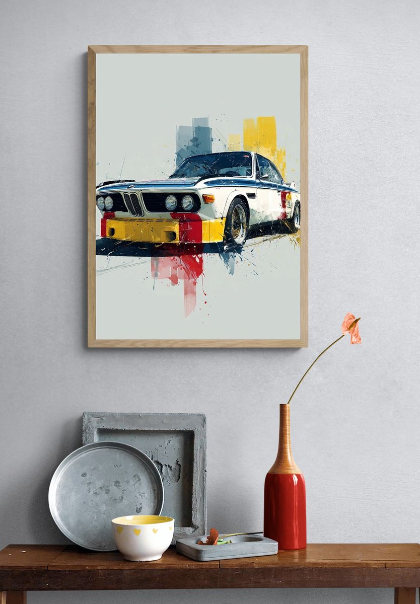 Classic BMW Race Car — Illustration Print. — room view 3