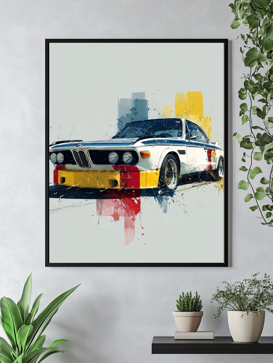 Classic BMW Race Car — Illustration Print. — room view 4