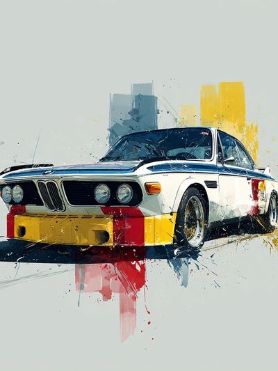 Classic BMW Race Car — Illustration Print. poster print