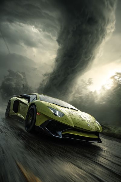 Lamborghini Aventador in a Tornado — Art Print. poster print