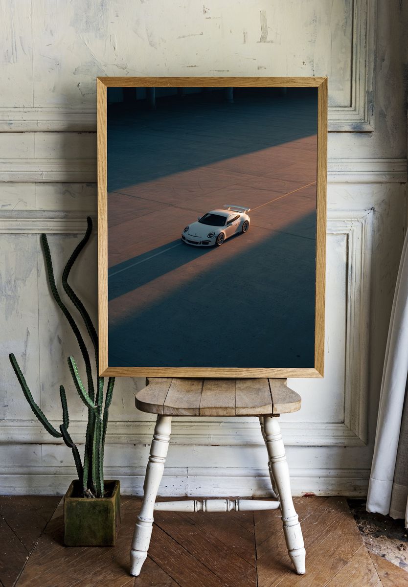 White Sports Car — Photography Print. — room view 1
