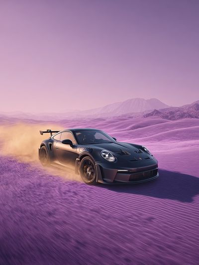 Porsche in Desert Landscape Poster. poster print