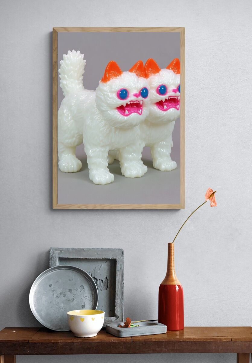 Two-Headed Cat Toy — Fun Illustration Print. — room view 3