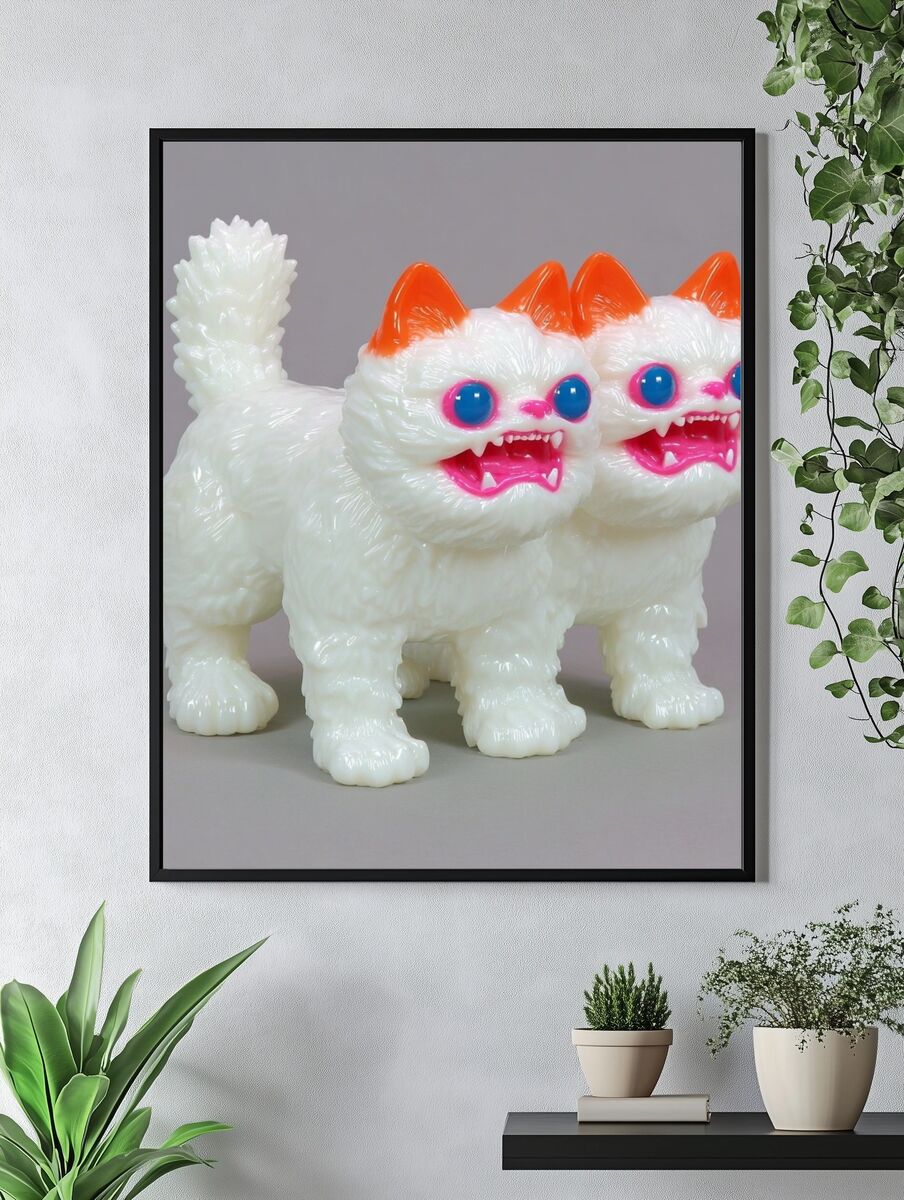 Two-Headed Cat Toy — Fun Illustration Print. — room view 4