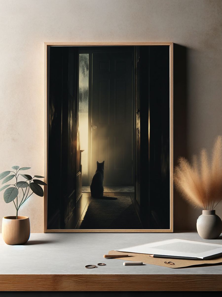 Cat at the Door — Photography Print. — room view 2