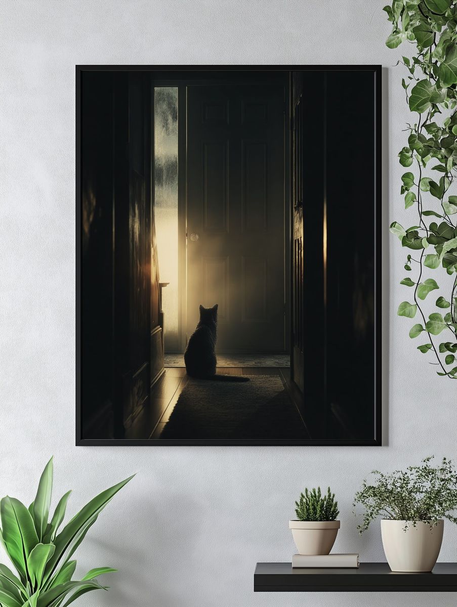Cat at the Door — Photography Print. — room view 4