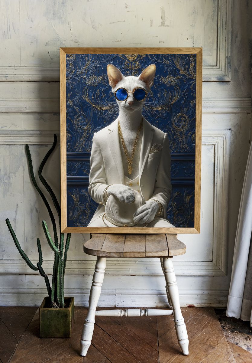 Elegant Cat Portrait Fashion Poster. — room view 1