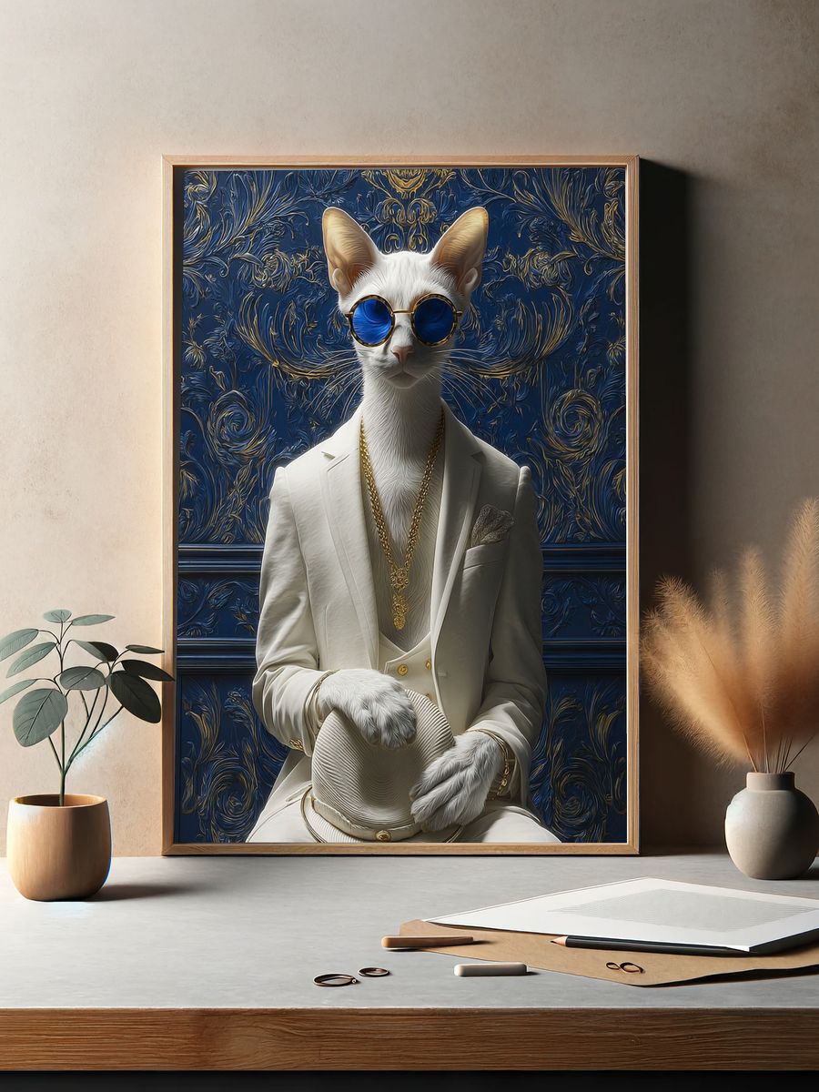 Elegant Cat Portrait Fashion Poster. — room view 2