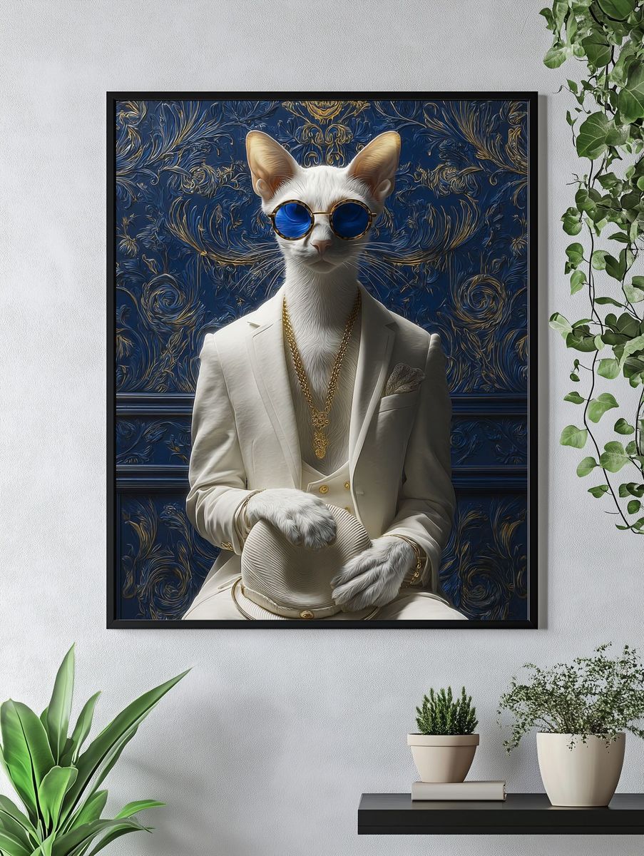 Elegant Cat Portrait Fashion Poster. — room view 4