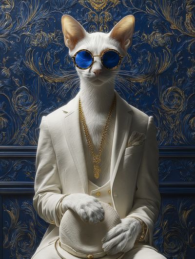 Elegant Cat Portrait Fashion Poster. poster print
