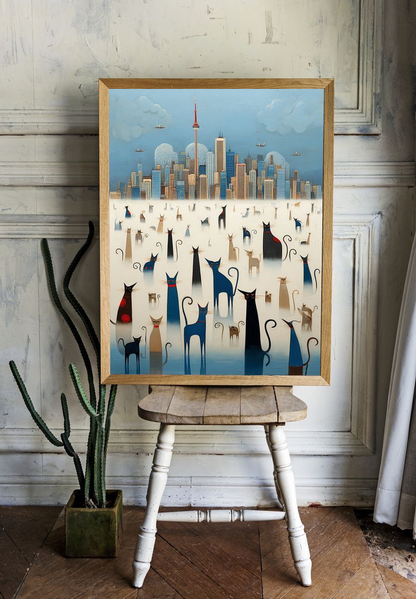 City Cats — Illustration Print. — room view 1