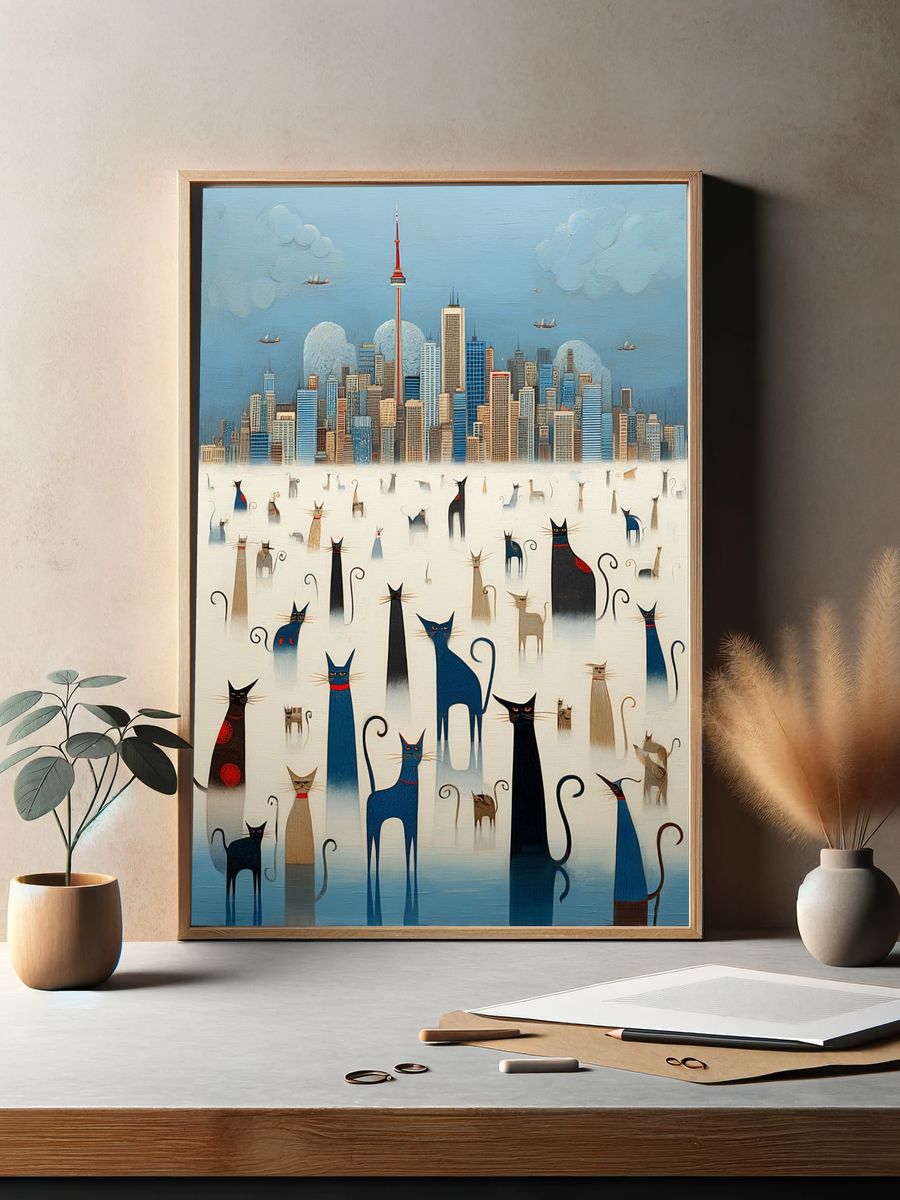 City Cats — Illustration Print. — room view 2