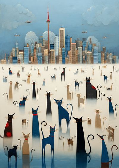 City Cats — Illustration Print. poster print