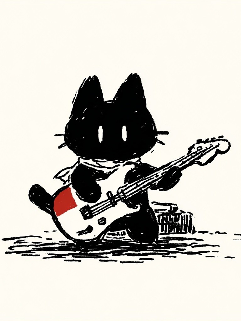 Rocking Cat — Illustration Print. poster detail