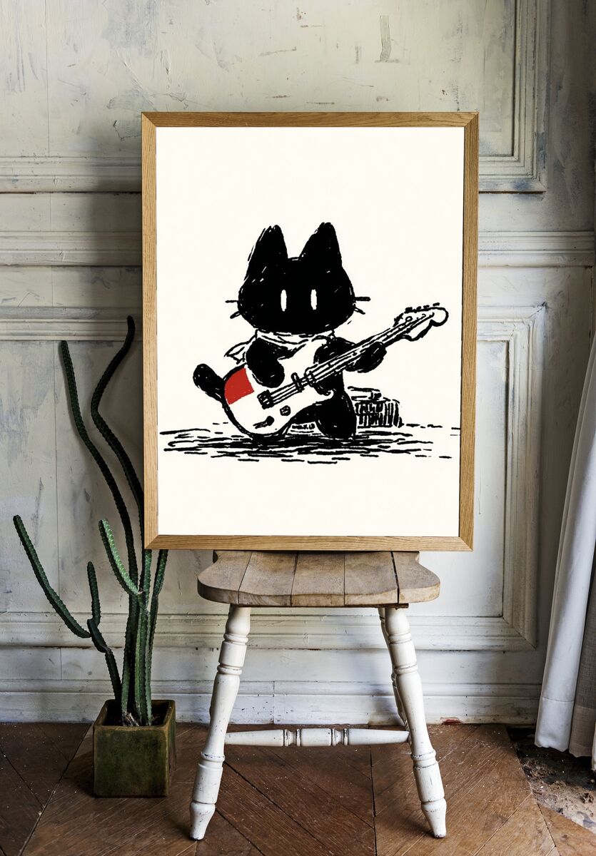 Rocking Cat — Illustration Print. — room view 1