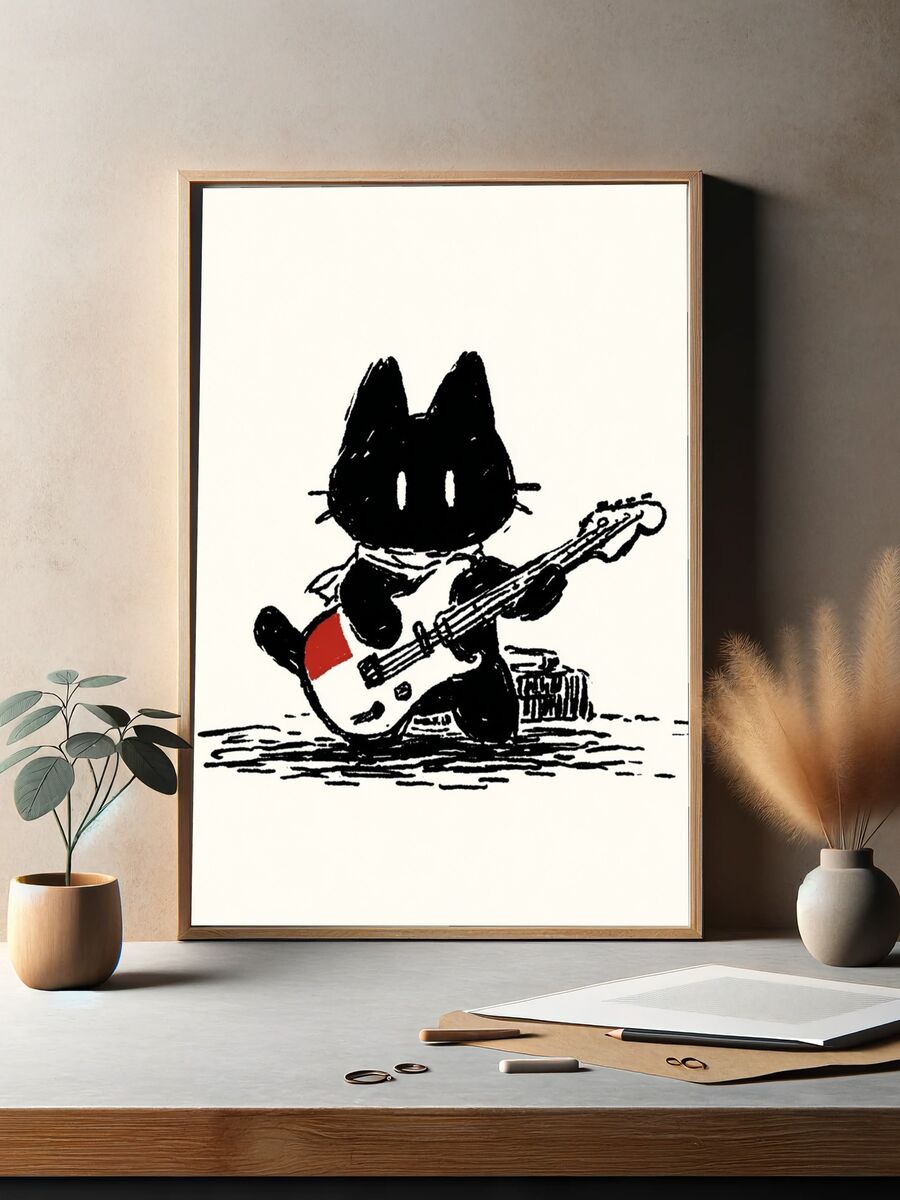 Rocking Cat — Illustration Print. — room view 2
