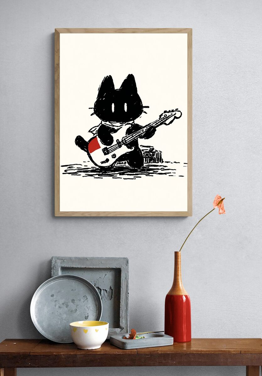 Rocking Cat — Illustration Print. — room view 3