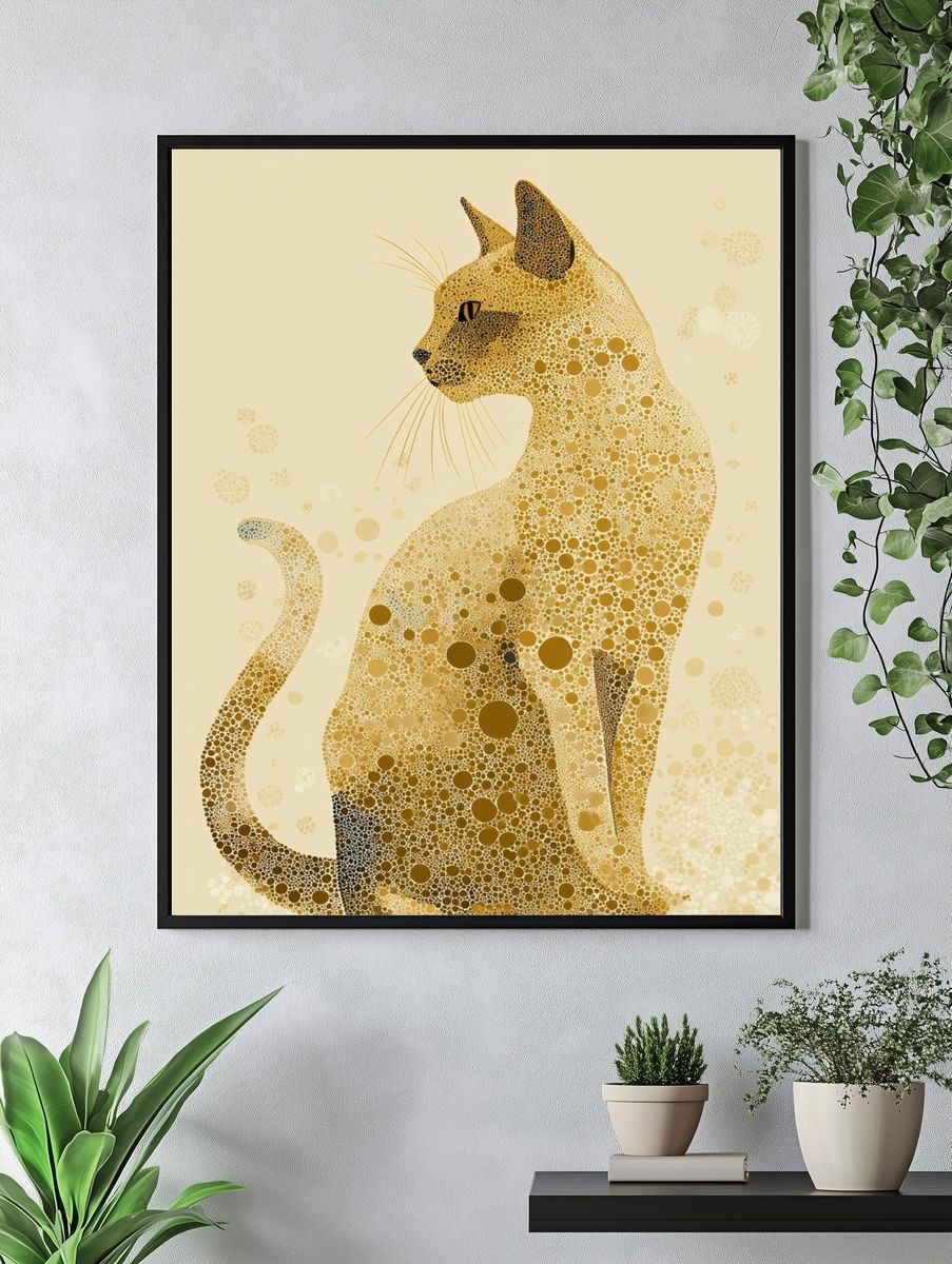 Golden Cat Mosaic Illustration Poster. — room view 4