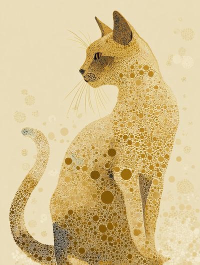 Golden Cat Mosaic Illustration Poster. poster print