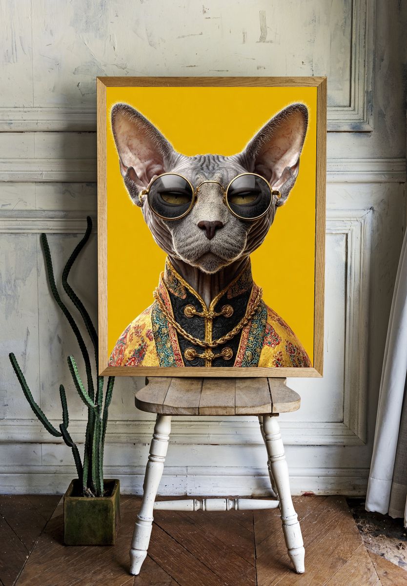 Sphynx Cat in Sunglasses — Funny Print. — room view 1