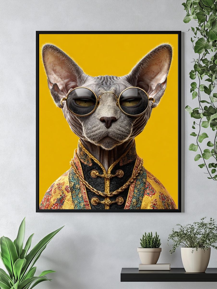 Sphynx Cat in Sunglasses — Funny Print. — room view 4