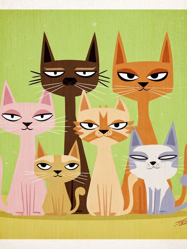 Stylized Cats Illustration Poster. poster detail