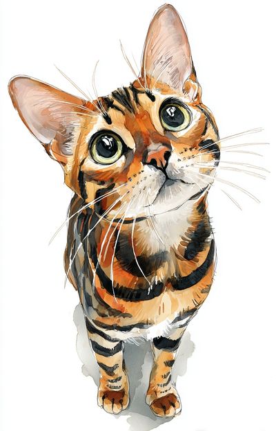 Bengal Cat Watercolor Poster. poster print