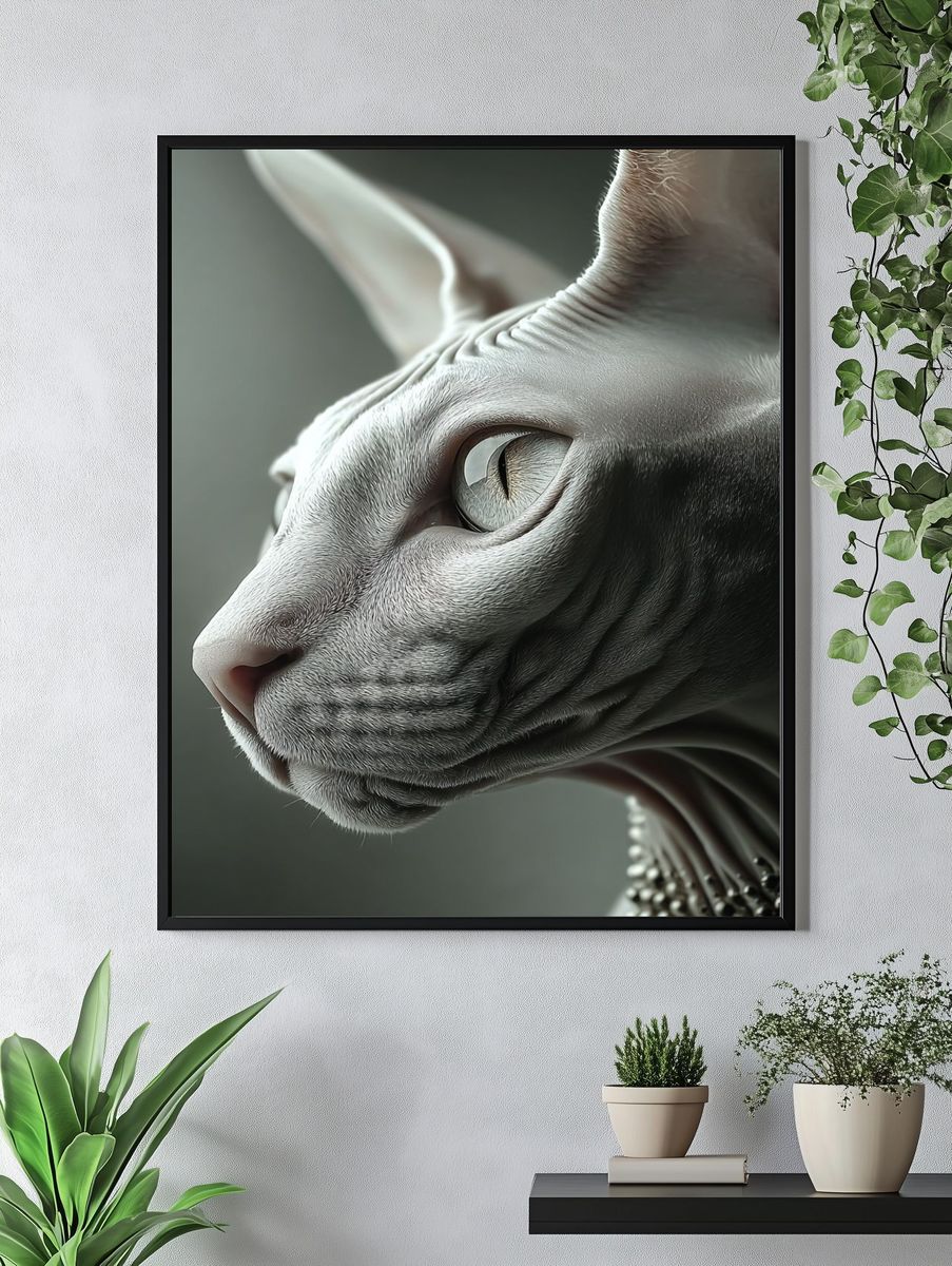 Sphynx Cat Portrait Poster. — room view 4