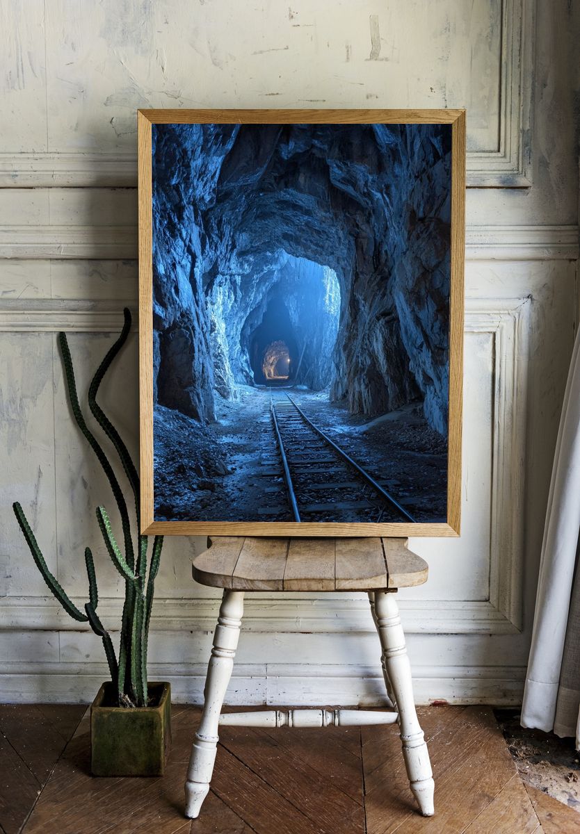 Mysterious Cave Tunnel — Photography Print. — room view 1