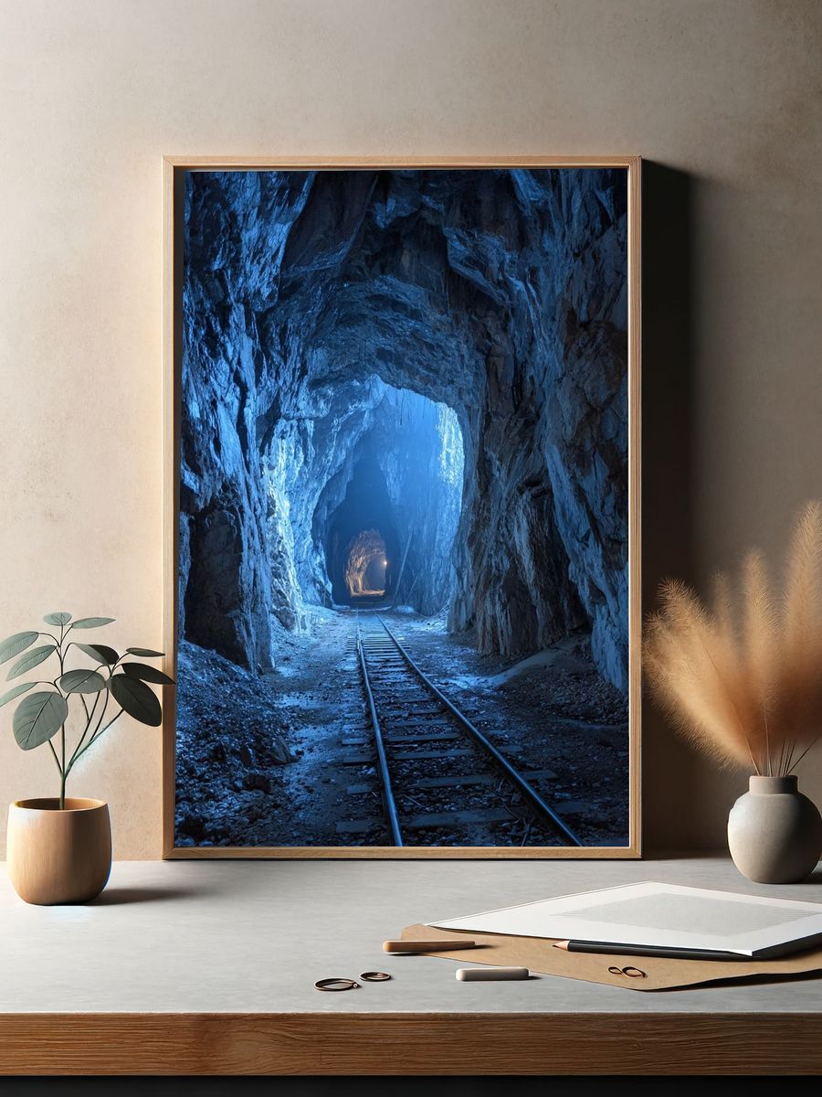Mysterious Cave Tunnel — Photography Print. — room view 2