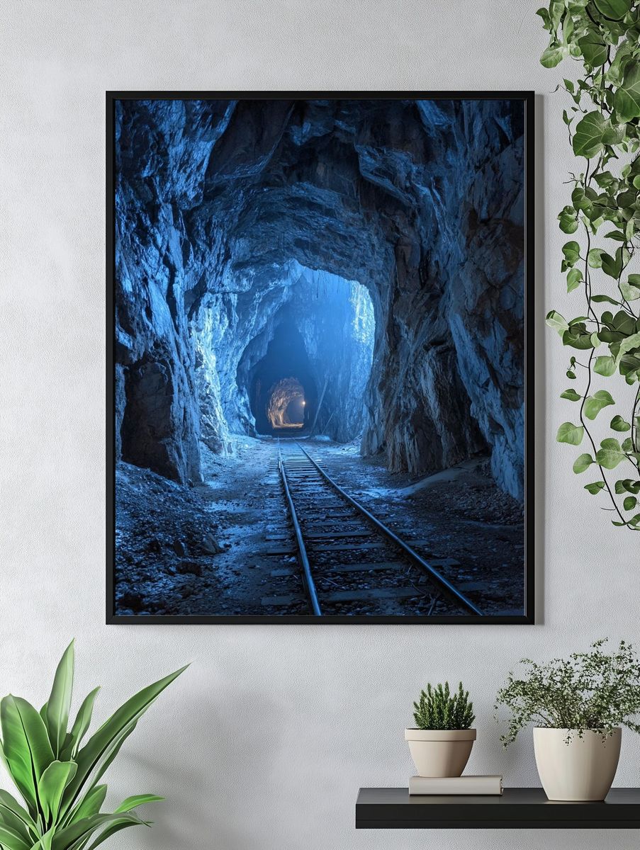 Mysterious Cave Tunnel — Photography Print. — room view 4